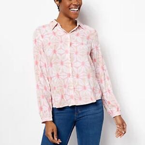 Denim & Co. Printed Button-Front Soft Shirt